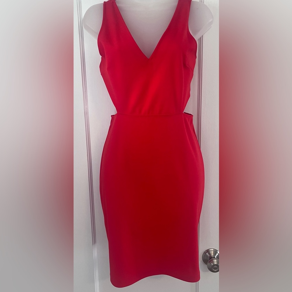 Express Red Cut Out Cocktail Dress